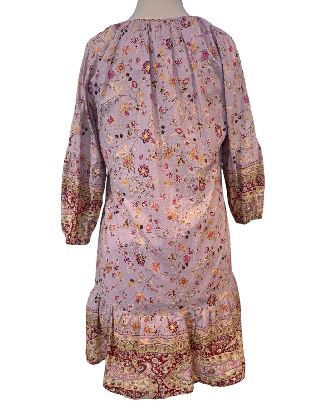 Self Contrast Floral Paisley Ruffle Hem Mini Dress Lavender Purple Size Small - Picture 3 of 16